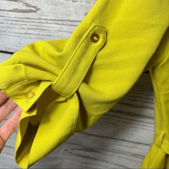 Sharagano Roll Tab Sleeve Tie Waist Shirtdress-Laurel Leaf Size 6 - Picture 5 of 8